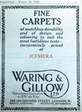 WARING & GILLOW 'Fine Carpets' WW1 Advert - Original 1916 Print