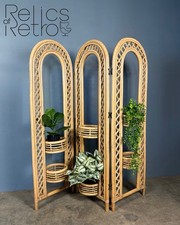 Bamboo Rattan Folding Screen Room Divider Paravent Mid Century Vintage MCM Retro