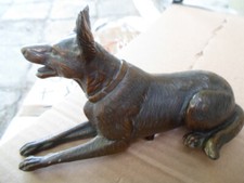 Antique Art Deco Bronzed Spelter Statue Figure Shepherd dog for Lamp or Clock 