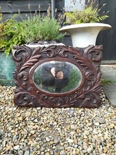 A Super Victorian Carved Pine Bevel Edged Mirror