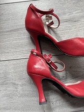 Werner Kern Red Leather Dance Shoes, Suede Sole Size 2.5 Excellent Condition