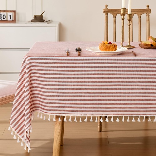 Fall striped tablecloth - striped,