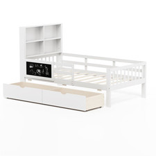 Single Size Solid Wood Platform Bed w/ 2 Storage Drawers