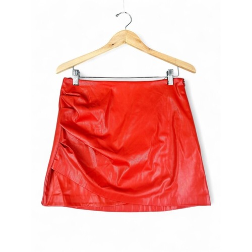 Zara red faux leather draped - faux,