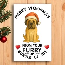 Merry Woofmas Dog Christmas Card – English Mastiff – Different Breeds available