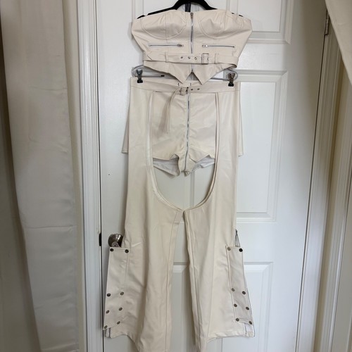 Cream faux leather piece - faux,
