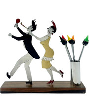 Sudre Art Deco Flapper Dancers Cocktail Garnish HorsD'oeuvres Pick Set Unsigned