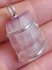 Fluorite pendant natural purple striped banded stone crystal mineral handmade