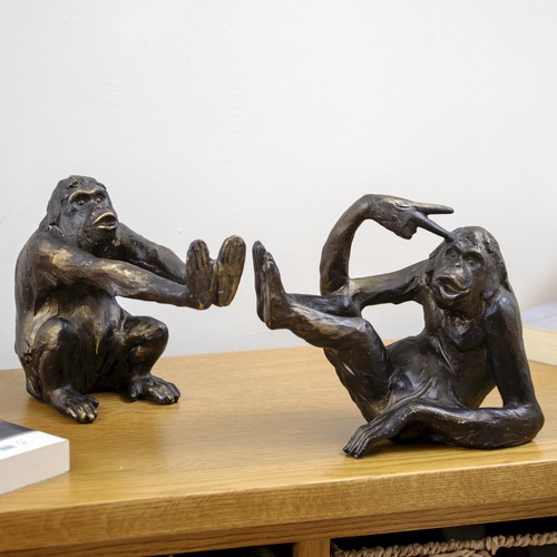 Pair ape bookends resin - pair,