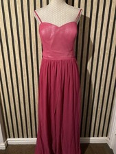 Dessy Collection Pink Sparkly Tutti Fruitti Dress Prom Gown Size 16 Bridesmaid 