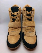 Ash Bowie Shoes Women's Golden Brown Black Suede Hidden Wedge Sneakers Size 38