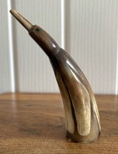 Vintage Carved Natural Horn Bird Penguin Figure Sculpture 5”