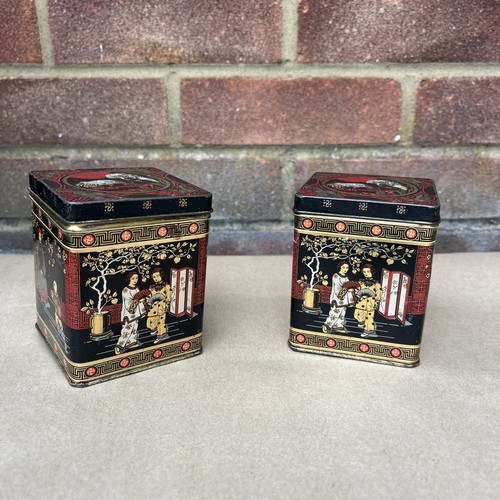 Vintage tea caddy tin x2 - tea,