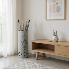 Metal Umbrella Stand Cream 49cm Classic Round Tall  Umbrella Pattern Design