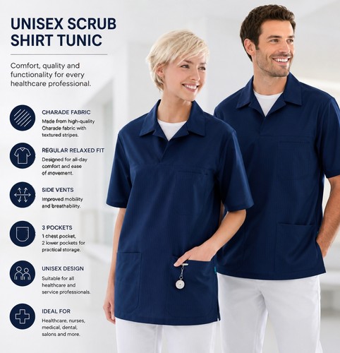 Unisex scrub top shirt tunic - scrub,