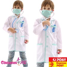 Kids Doctor Surgeon Nurse Costume Child Boys Book Week Scientist White Lab Coat