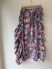 Vintage Ruffle Bustle Romantic 1980s Cottagecore Coquette Floral Pink Blue Skirt