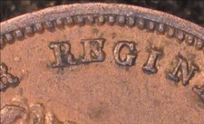 Half Farthing 1844 E over N in