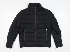 Zara Man Black Puffer Jacket Men's M Stand-Up Collar