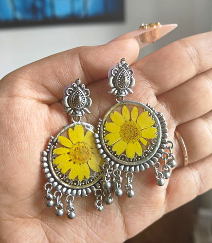 Handmade resin jhumkas real - handmade,