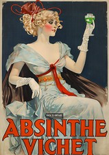 Absinthe Vichet Lady Glass Poster For Pubs Cafes Bars Clubs Restaurant Wall Art