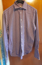 Men's size medium long sleeved purple & white check casual shirt Moss Bros