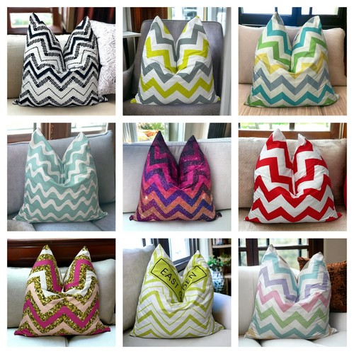 Chevron bright cushion covers - chevron,