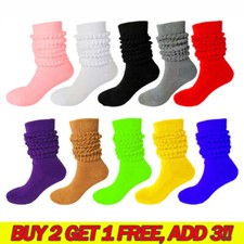 Womens Slouch Socks Cotton Scrunch Knee High Extra Long and Heavy Socks