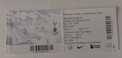 Ticket stub tottenham - stub-,