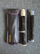 AULOS Soprano Descant Recorder 3-Piece Instrument - EXCELLENT - Case & Rod