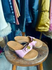 2000s baby pink wooden clogs