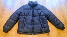 Mens Zara Black Denim Wear Puffer Bomber Jacket Size Medium Coat 
