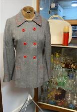 Military style vintage ladies coat in grey & red 40s / 50s Styling