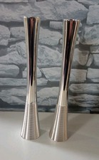 Modernist Pair of  Silver Plated Candlestick Holders