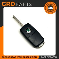 GENUINE SKODA 3 BUTTON REMOTE FLIP KEY FOB OCTAVIA FABIA USED 3T0837202C