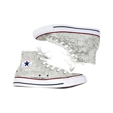 Custom Bling Converse All Star Chucks Wedding High Top Sneaker Rhinestone Size 7
