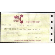 STATUS QUO NEWPORT CENTRE 24-11-1991 TICKET STUB - 24 NOVEMBER 1991 -