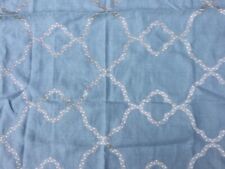 Quatrefoil Pattern Chenille Upholstery Fabric Remnent Baby Blue & Silver 135cm