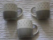3 x DOT NEW BONE MUGS - GREY &