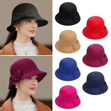 Women's Winter Bucket Hat Ladies Vintage Cloche Felt Bowler Derby Cap ！ ！