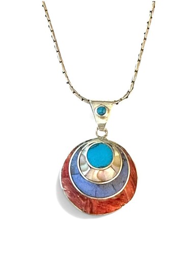 950 silver inlaid - ., pendant