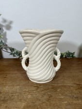 Sylvac Twin Handled Vase Urn Model 1307 Rope Effect Antique White 1940s Vintage