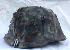 German WW2 helmet cover with reversible camo pattern 