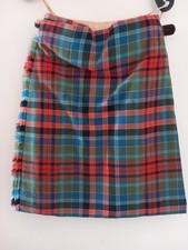 Vintage child's kilt handmade traditional tartan adjustable leather straps