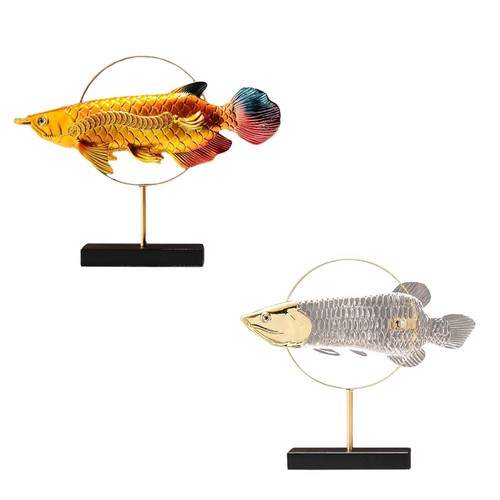 Resin figurine golden arowana - resin,