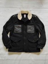 PRPS Japan Men's Wool Utility Chore Workwear Trucker Jacket Coat Black Size L/XL