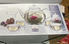 Tea Bloom Timeless Moments Celebration Flowering Teapot Set 40oz Infuser Warmer