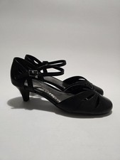 M&S Footglove Black Leather Slingback Ankle Strap Heels UK Size 5 Wider Fit