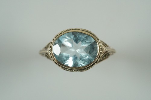 Antique ring with aquamarine - antique,