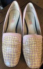 Orla Kiely Leather Bella Loafer Flats Shoes Pink  Yellow Floral Size 6 39 VGC